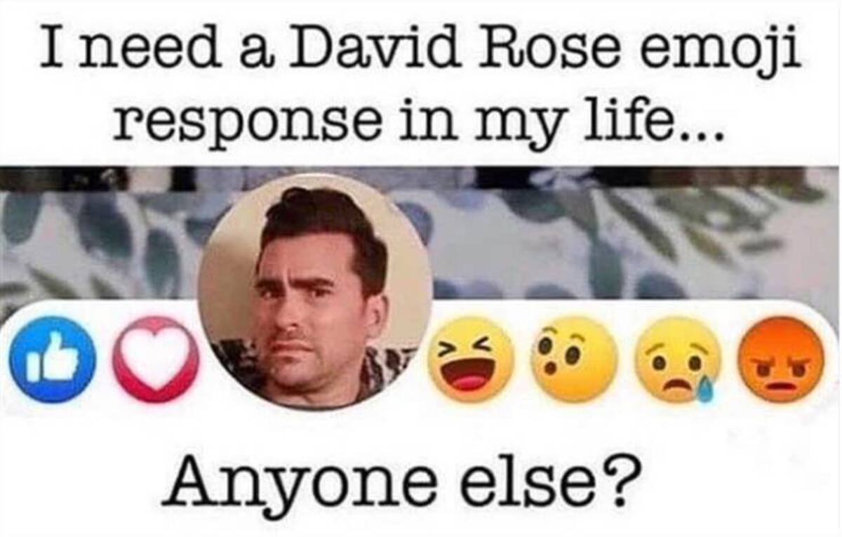 photo caption - I need a David Rose emoji response in my life... Anyone else?