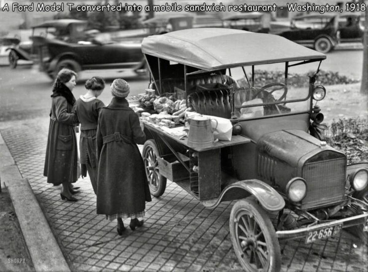 model t ford food truck - A Ford Model T converted into a mobile sandwich restaurant Washington, 1918 Shorpy 22656