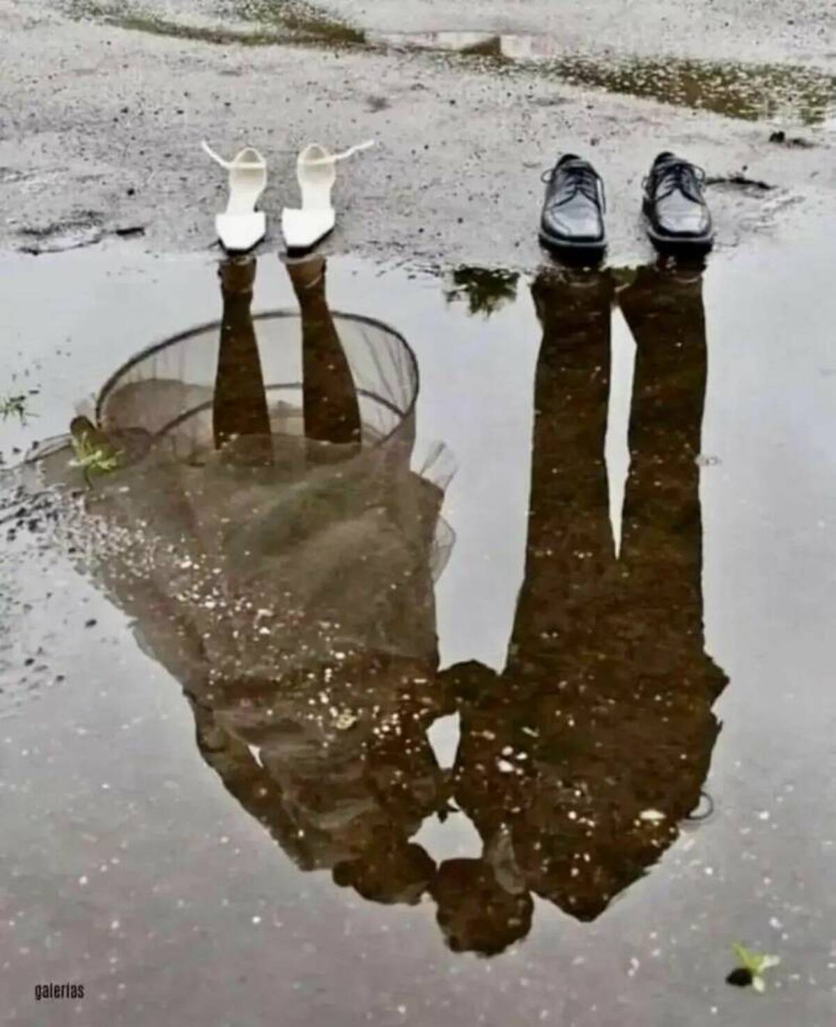 reflection shoes puddle