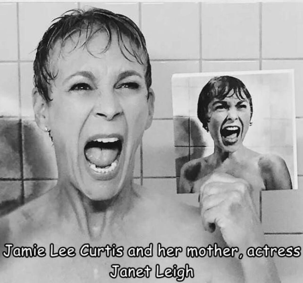 photo caption - Jamie Lee Curtis and her mother, actress Janet Leigh