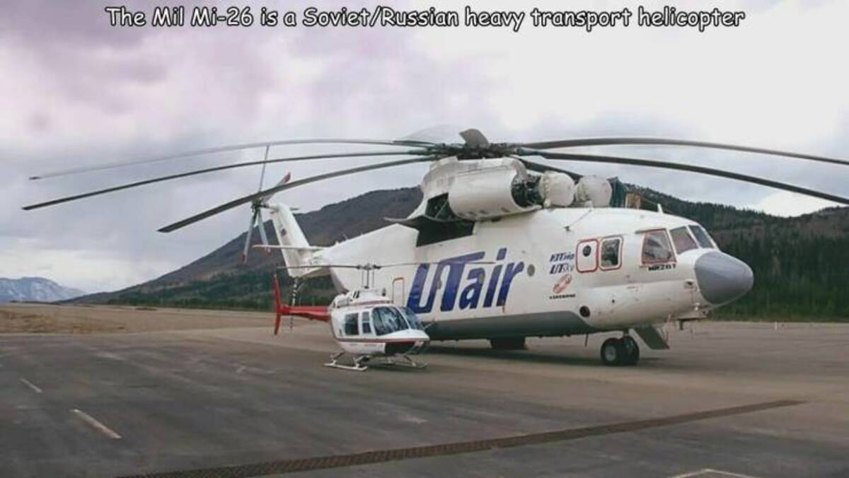 helikopter mi 26 - The Mil Mi26 is a SovietRussian heavy transport helicopter UTair Fit Ur