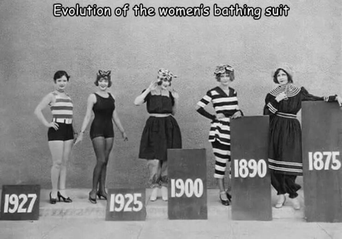 evolution of bathing suits - Evolution of the women's bathing suit 1890 1875 1900 1927 1925