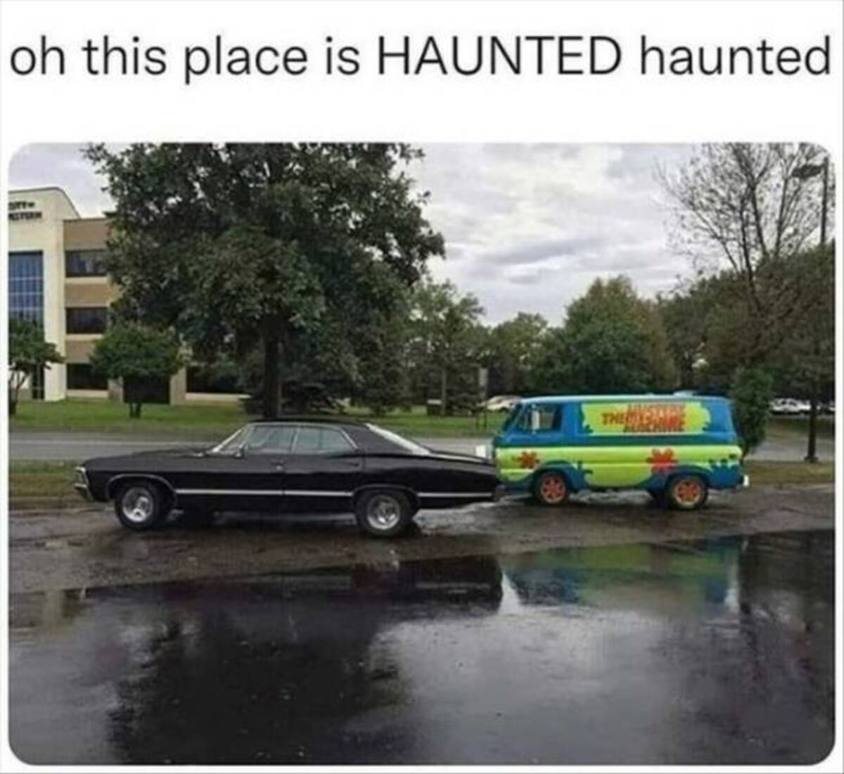 supernatural and scooby doo meme - oh this place is Haunted haunted They Ca