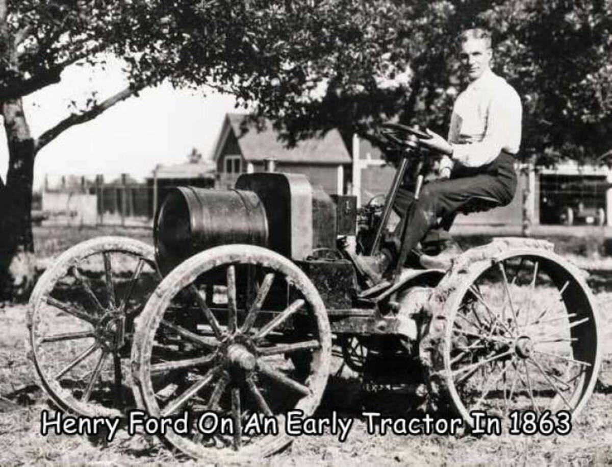 history of biofuels - Henry Ford On An Early Tractor In 1863