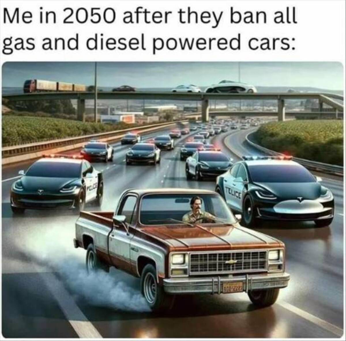 me in 2050 when they ban all gas and diesel cars meme - Me in 2050 after they ban all gas and diesel powered cars Telice