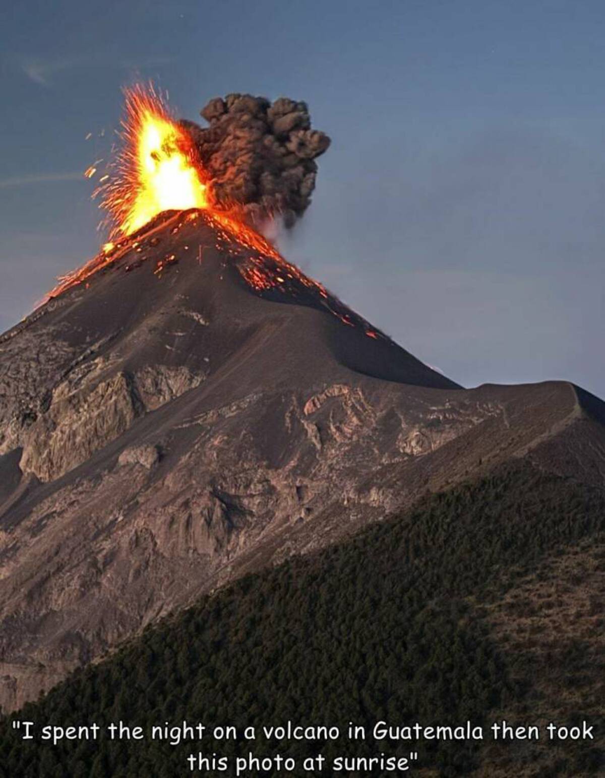 stratovolcano - "I spent the night on a volcano in Guatemala then took this photo at sunrise"