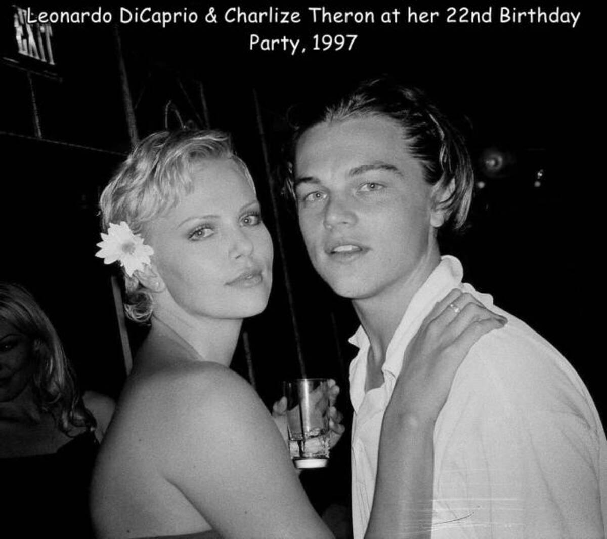 charlize theron and leonardo dicaprio - Leonardo DiCaprio & Charlize Theron at her 22nd Birthday Party, 1997