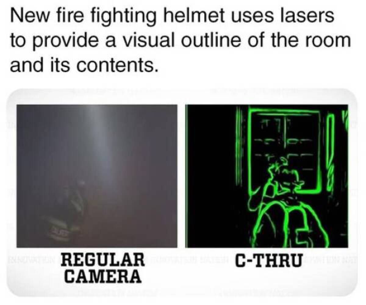 animation - New fire fighting helmet uses lasers to provide a visual outline of the room and its contents. Nowien Regular CThru Nat Camera