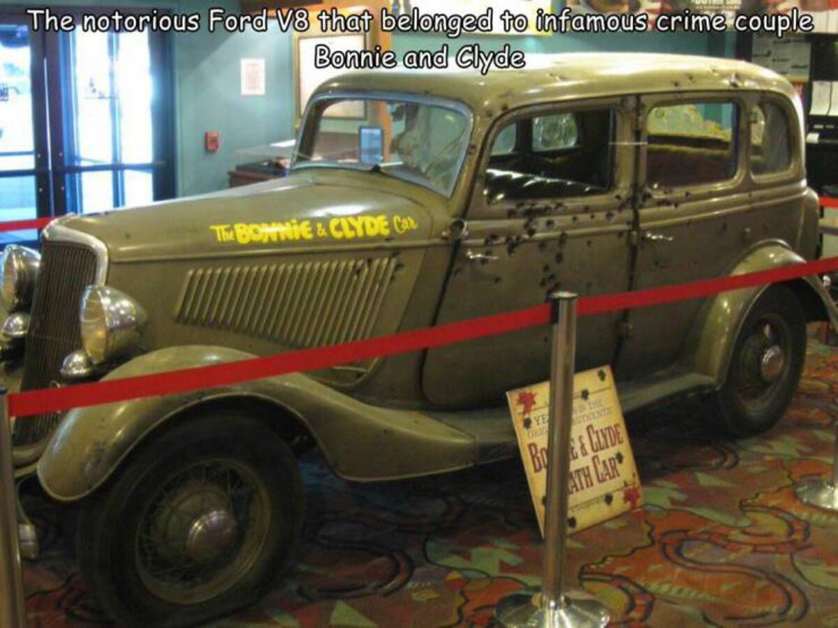 The notorious Ford V8 that belonged to infamous crime couple Bonnie and Clyde The Bonnie&Clyde Car Ye Authenti B&Clyde Ath Car