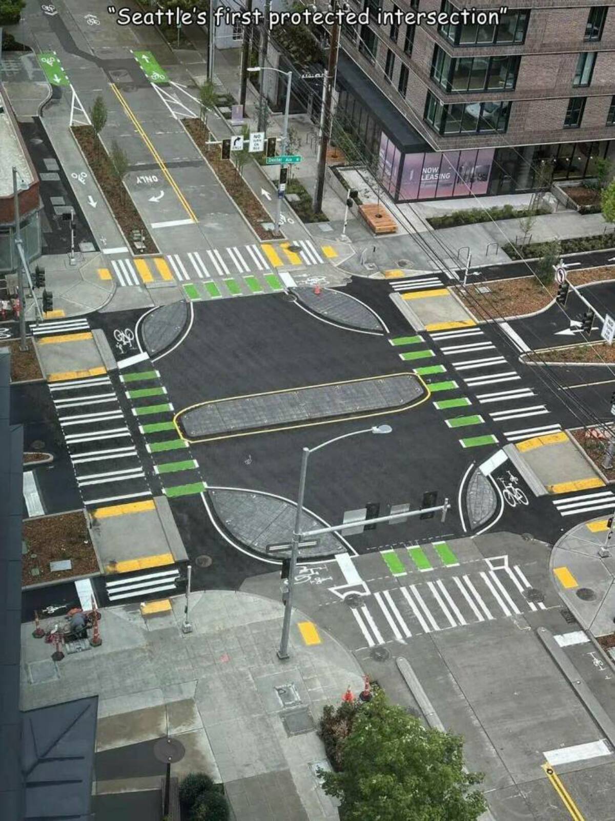 Protected intersection - "Seattle's first protected intersection" Dester A Atno Now Leasing
