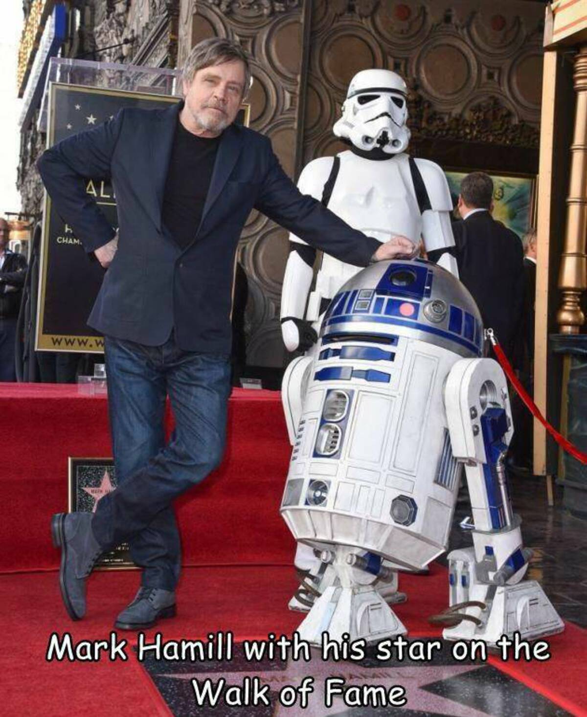 r2-d2 - Cham. Al Meth Han Mark Hamill with his star on the Walk of Fame