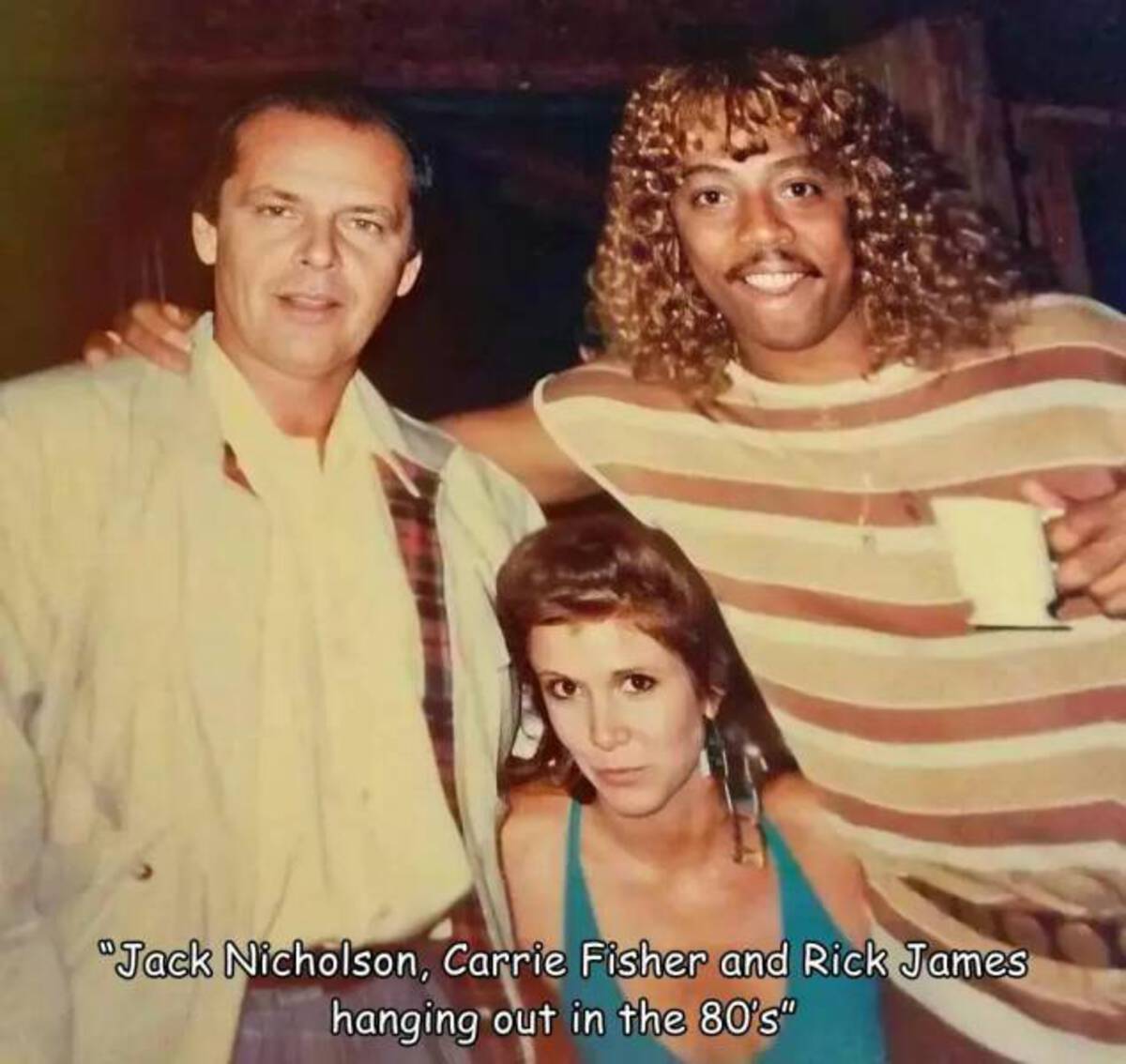 jack nicholson carrie fisher rick james - "Jack Nicholson, Carrie Fisher and Rick James hanging out in the 80's"
