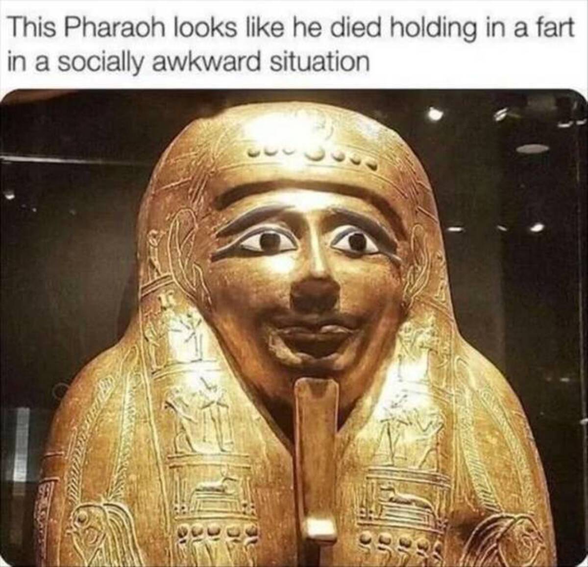 pharaoh meme - This Pharaoh looks he died holding in a fart in a socially awkward situation