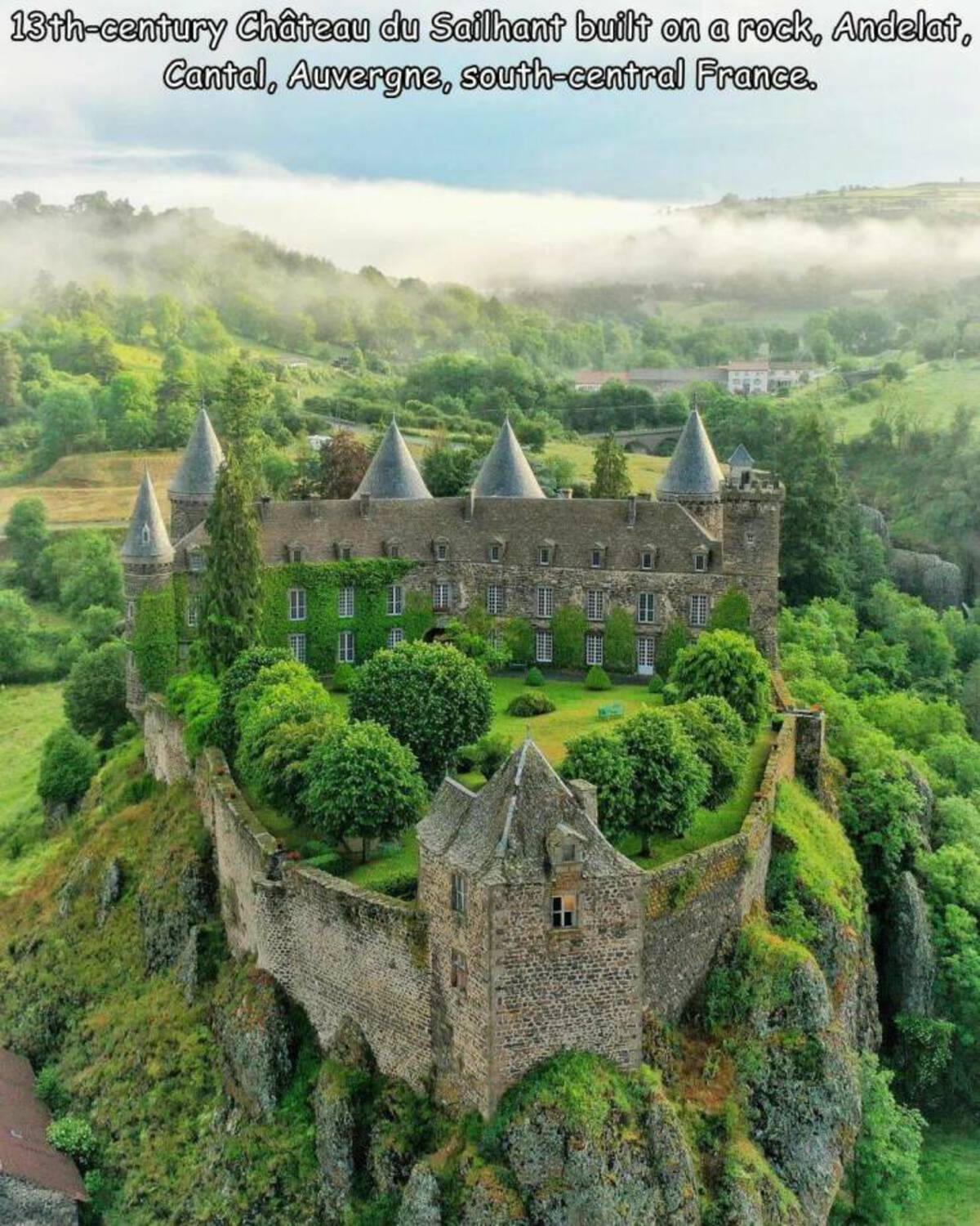 château du sailhant - 13thcentury Chteau du Sailhant built on a rock, Andelat, Cantal, Auvergne, southcentral France.