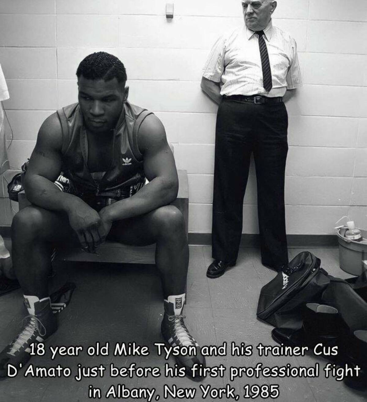 mike tyson cus d amato - 18 year old Mike Tyson and his trainer Cus D'Amato just before his first professional fight in Albany, New York, 1985