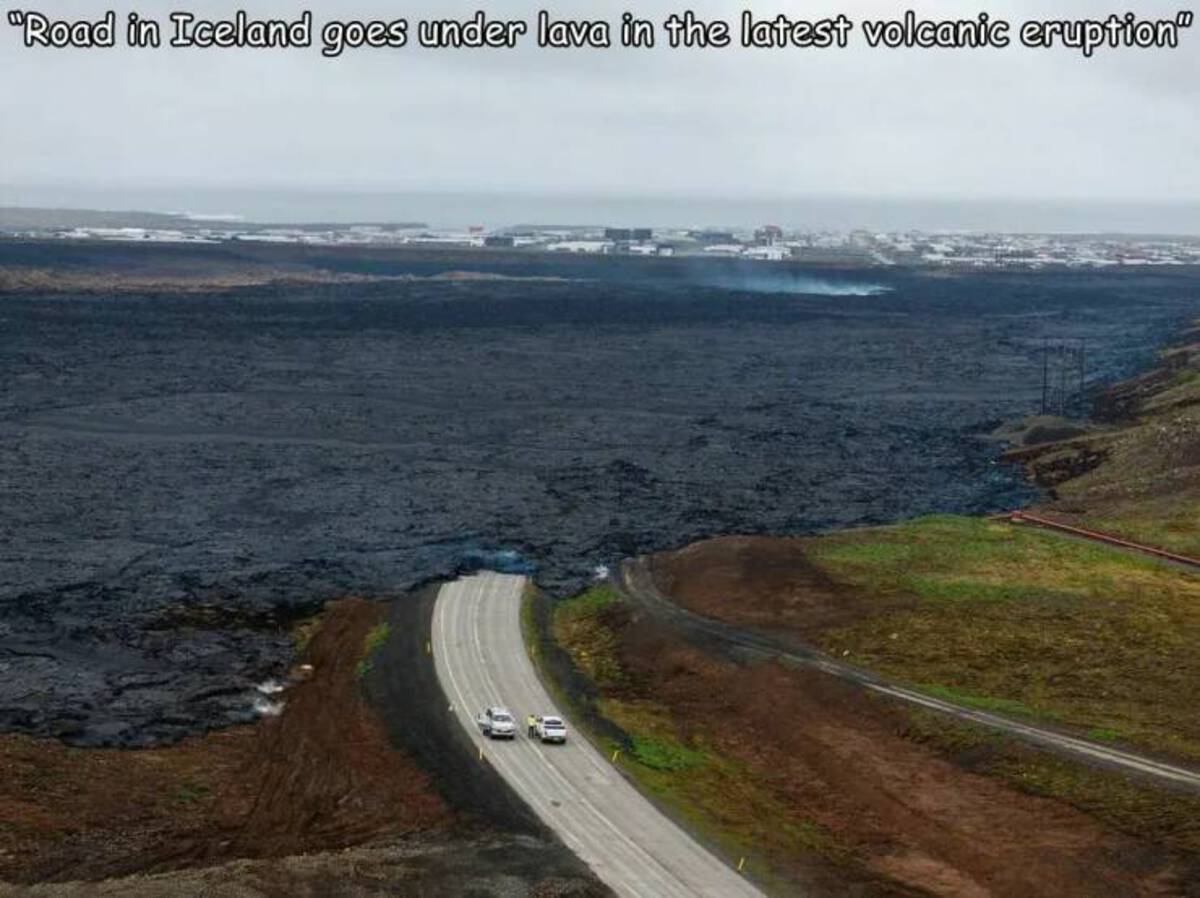 freeway - "Road in Iceland goes under lava in the latest volcanic eruption"