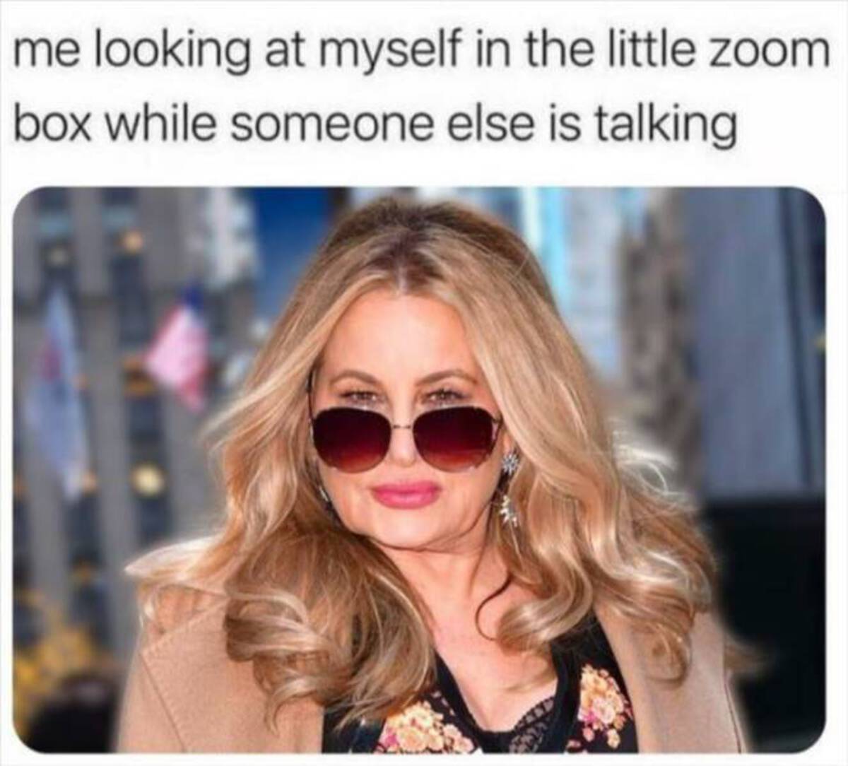 zoom memes funny - me looking at myself in the little zoom box while someone else is talking