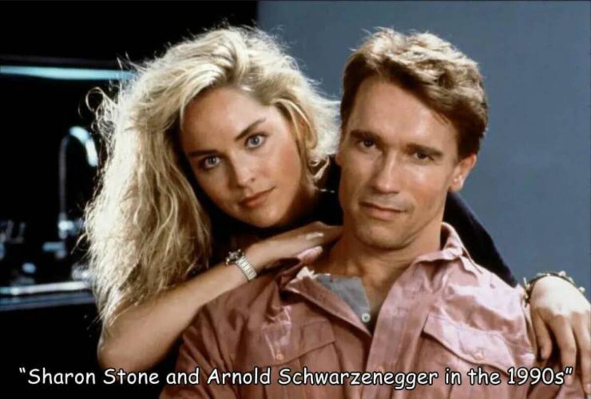 sharon stone total recall - "Sharon Stone and Arnold Schwarzenegger in the 1990s"