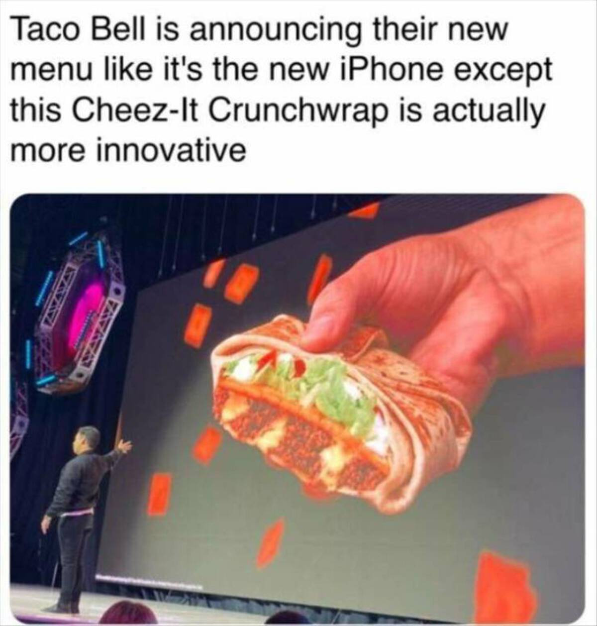 taco bell cheez it crunchwrap 2024 - Taco Bell is announcing their new menu it's the new iPhone except this CheezIt Crunchwrap is actually more innovative Kazaz Navazo L