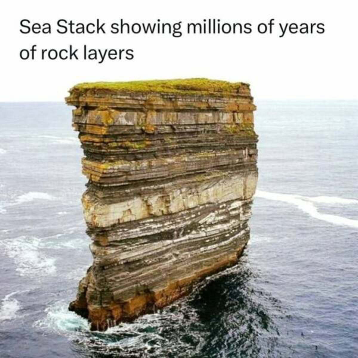 world in 350 million years - Sea Stack showing millions of years of rock layers