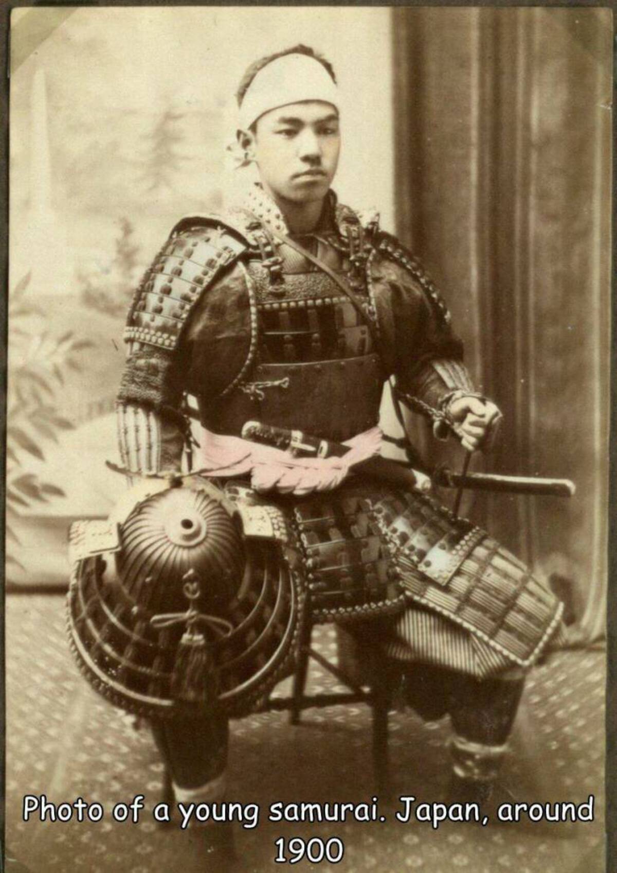 old samurai armour - Photo of a young samurai. Japan, around 1900