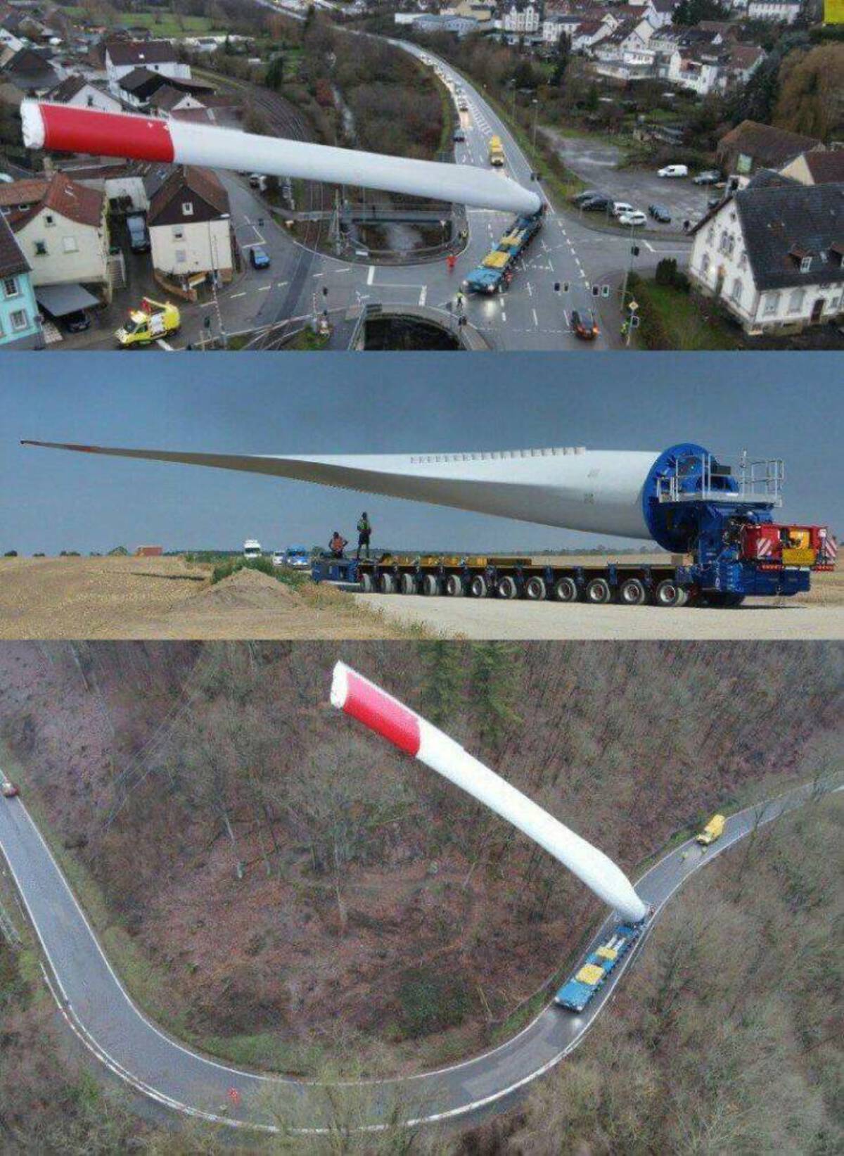 wind turbine blade being transported