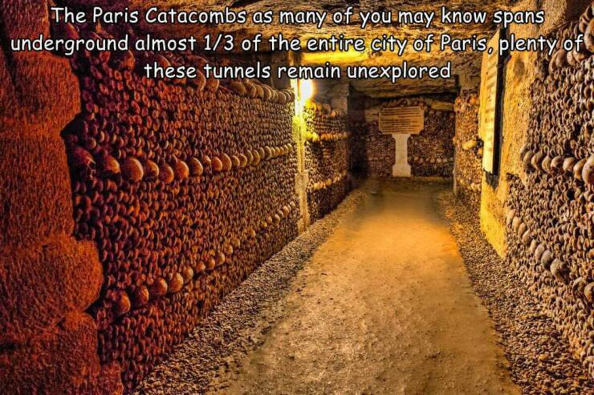 paris catacombs - The Paris Catacombs as many of you may know spans underground almost 13 of the entire city of Paris, plenty of these tunnels remain unexplored