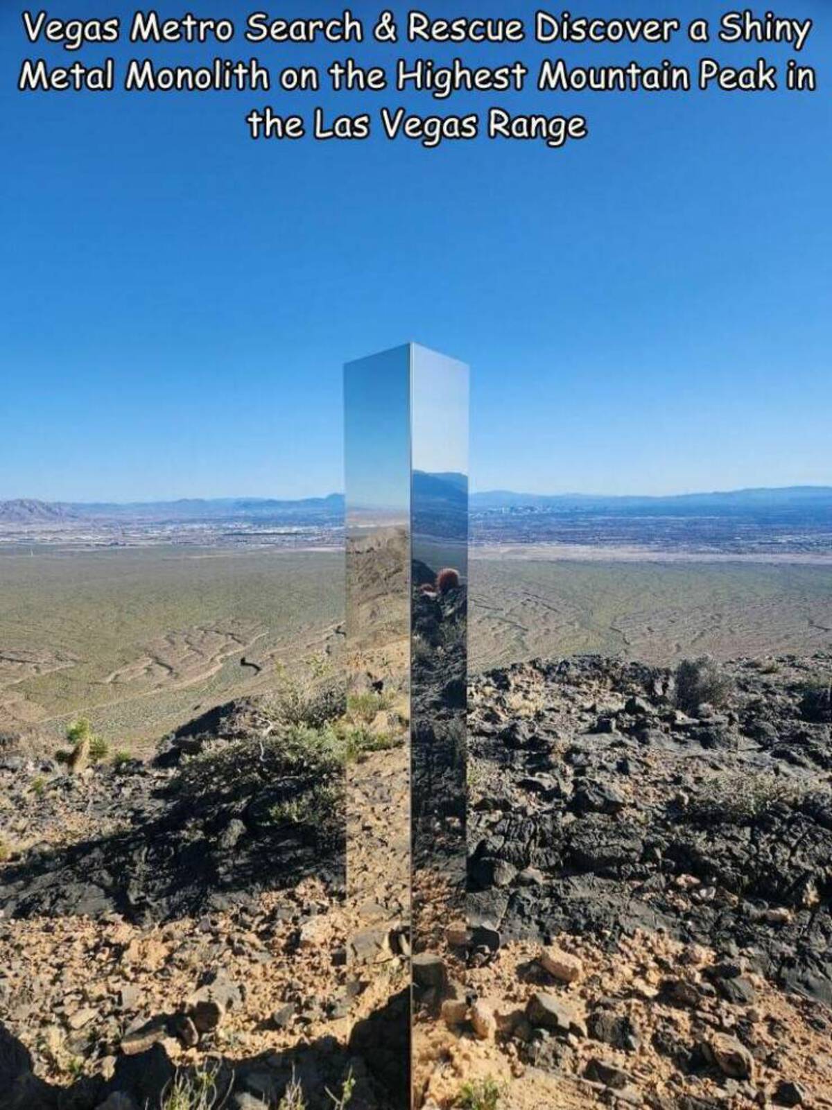Monolith - Vegas Metro Search & Rescue Discover a Shiny Metal Monolith on the Highest Mountain Peak in the Las Vegas Range