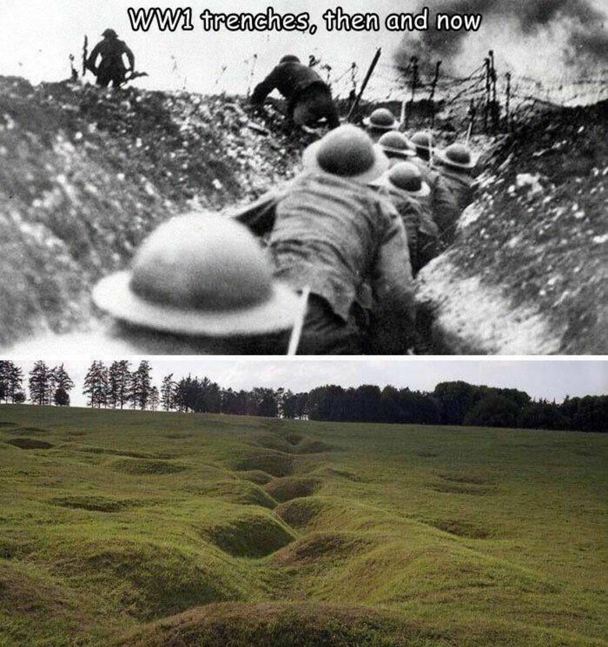 war ww1 - WW1 trenches, then and now