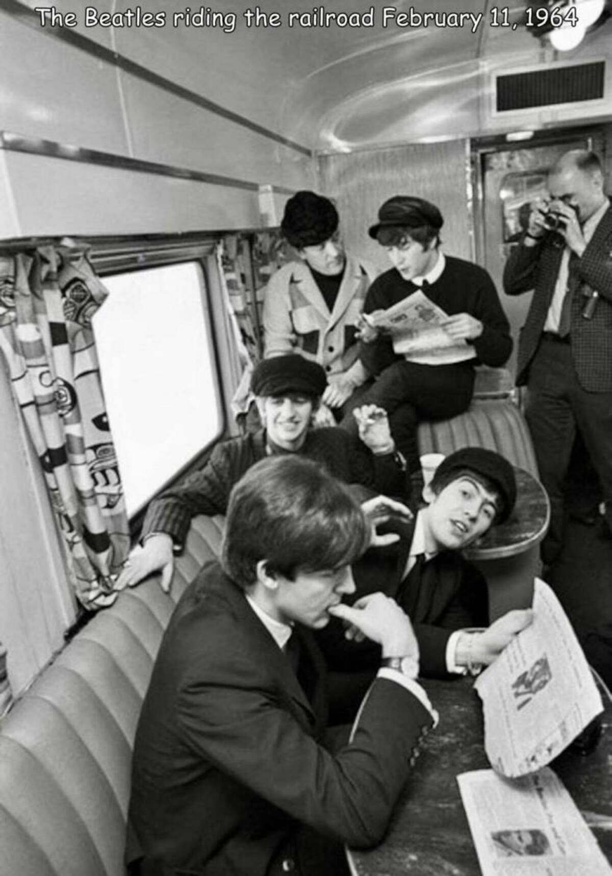 beatles train to washington dc - The Beatles riding the railroad