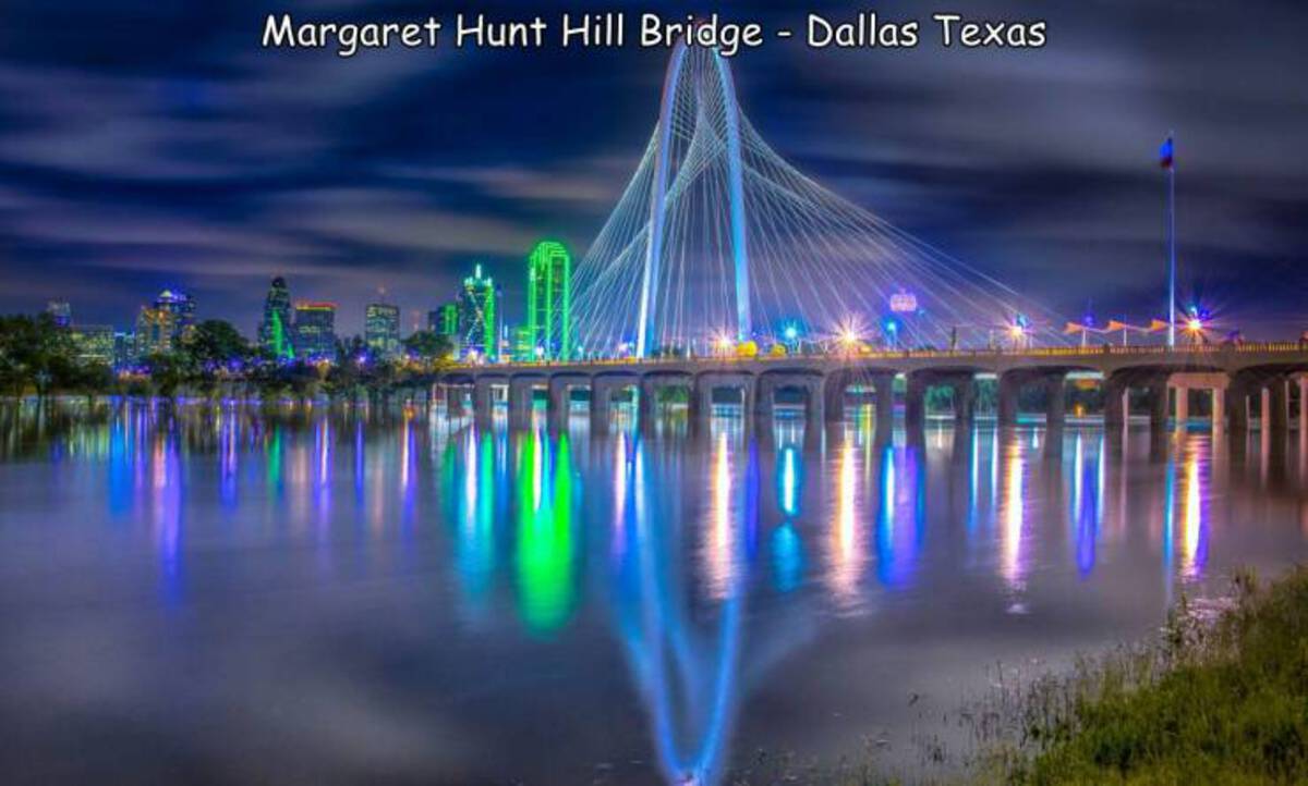 dallas skyline trinity river - Margaret Hunt Hill Bridge Dallas Texas