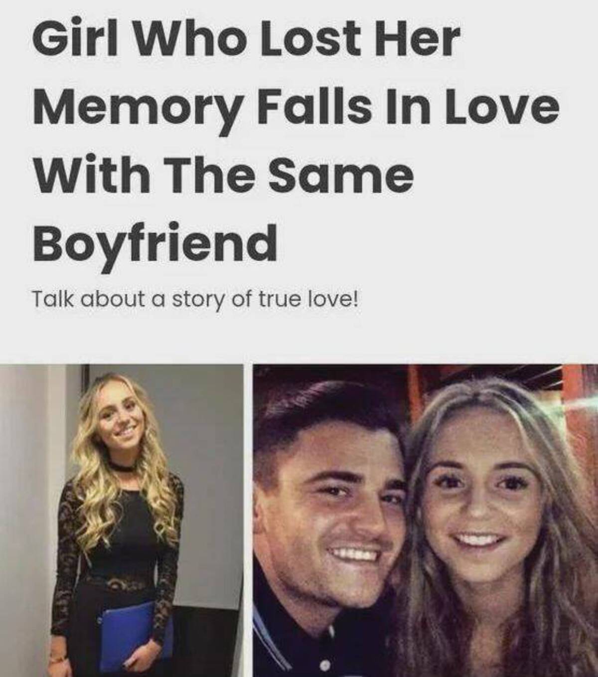 girl loses memory and falls in love - Girl Who Lost Her Memory Falls In Love With The Same Boyfriend Talk about a story of true love!