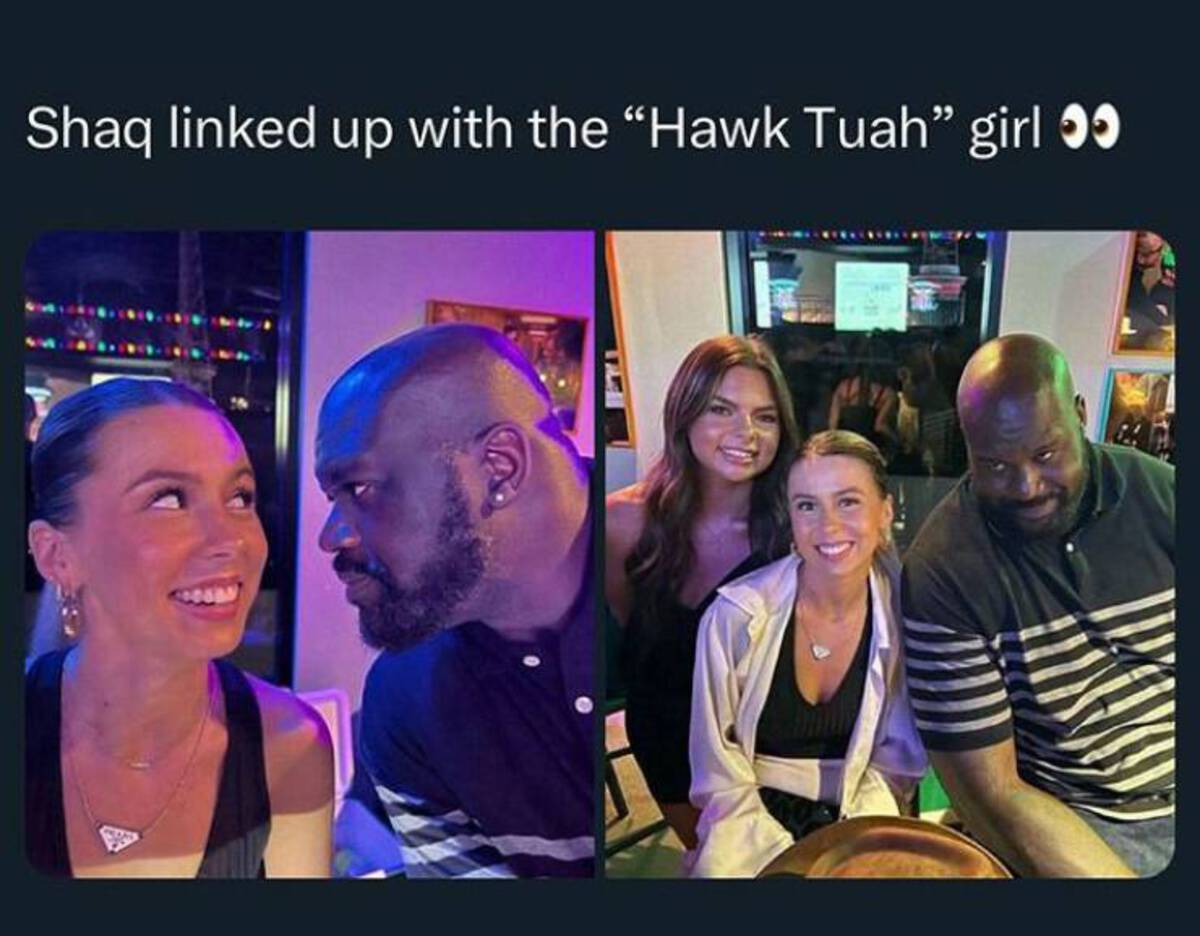 People - Shaq linked up with the "Hawk Tuah" girl >>