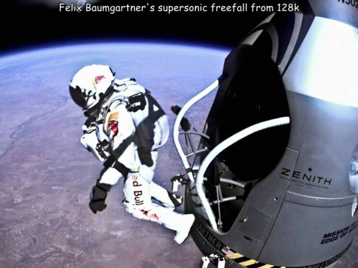 world's highest skydive - Felix Baumgartner's supersonic freefall from ed Bull Zenith Mission Edge Of