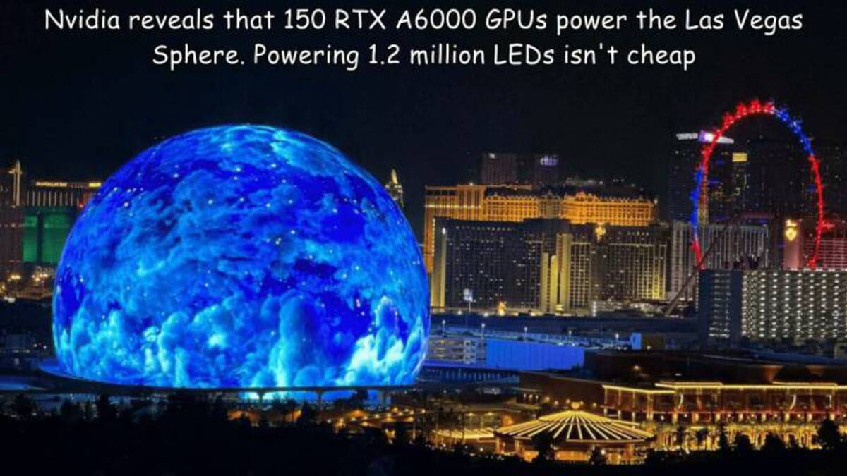 sphere screen las vegas - Nvidia reveals that 150 Rtx A6000 GPUs power the Las Vegas Sphere. Powering 1.2 million LEDs isn't cheap