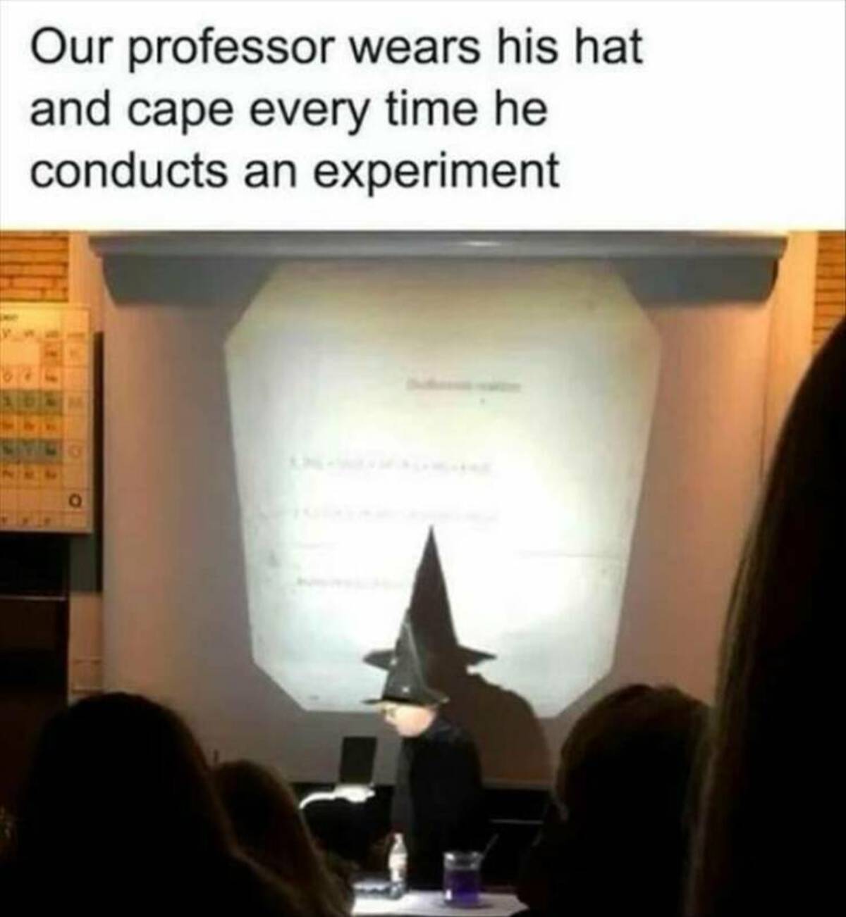 Humor - Our professor wears his hat and cape every time he conducts an experiment 0