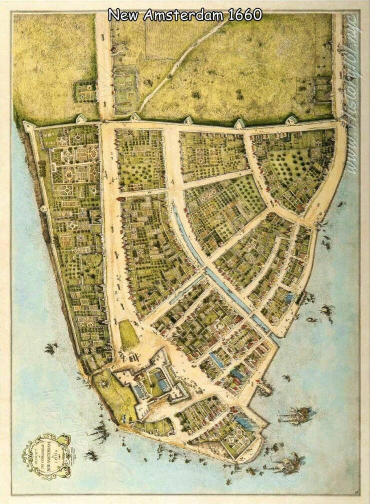 isla de manhattan 1660 - New Amsterdam Roached New Amsterdam 1660