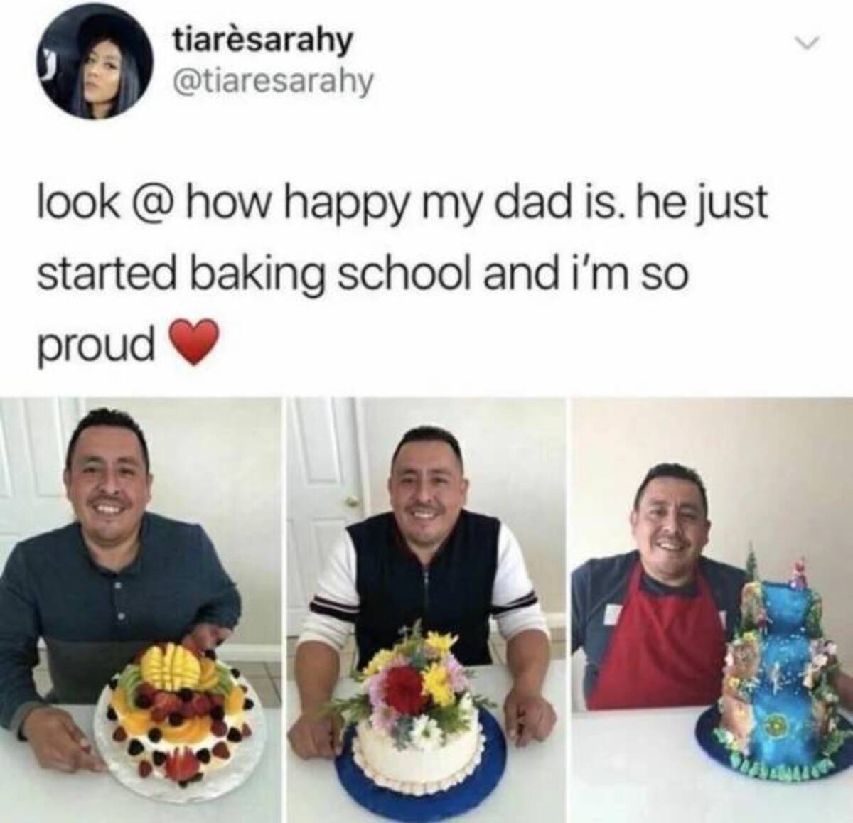 wholesome dad posts - tiarsarahy look @ how happy my dad is. he just started baking school and i'm so proud