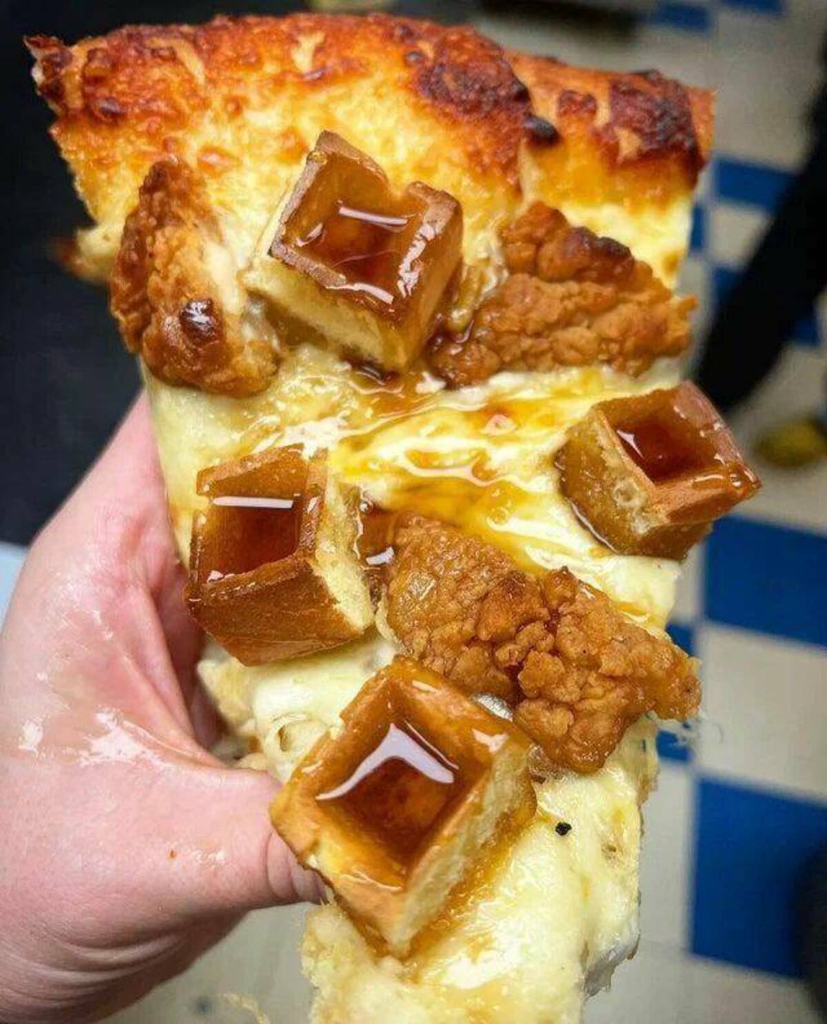 chicken waffles pizza