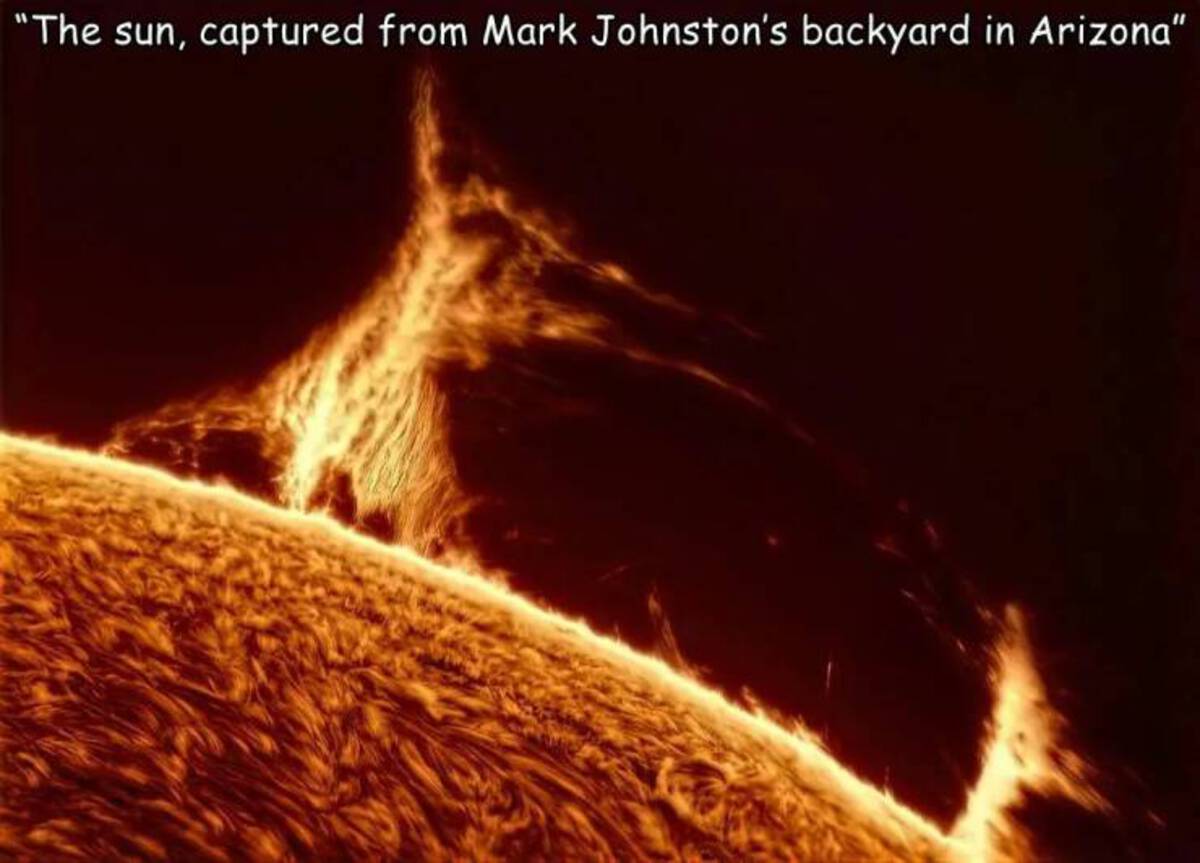 flame - "The sun, captured from Mark Johnston's backyard in Arizona"