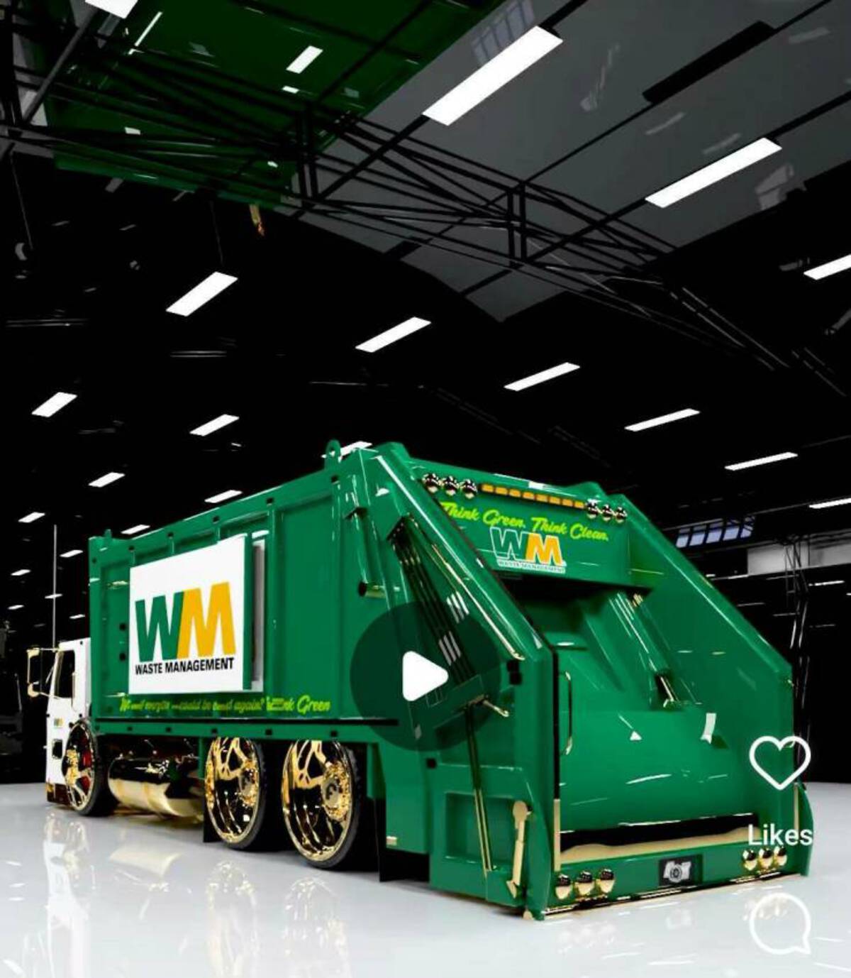 Truck - Wm Waste Management Wild to end againk Green Think Green. Think Clean Wm Wavel Vanden