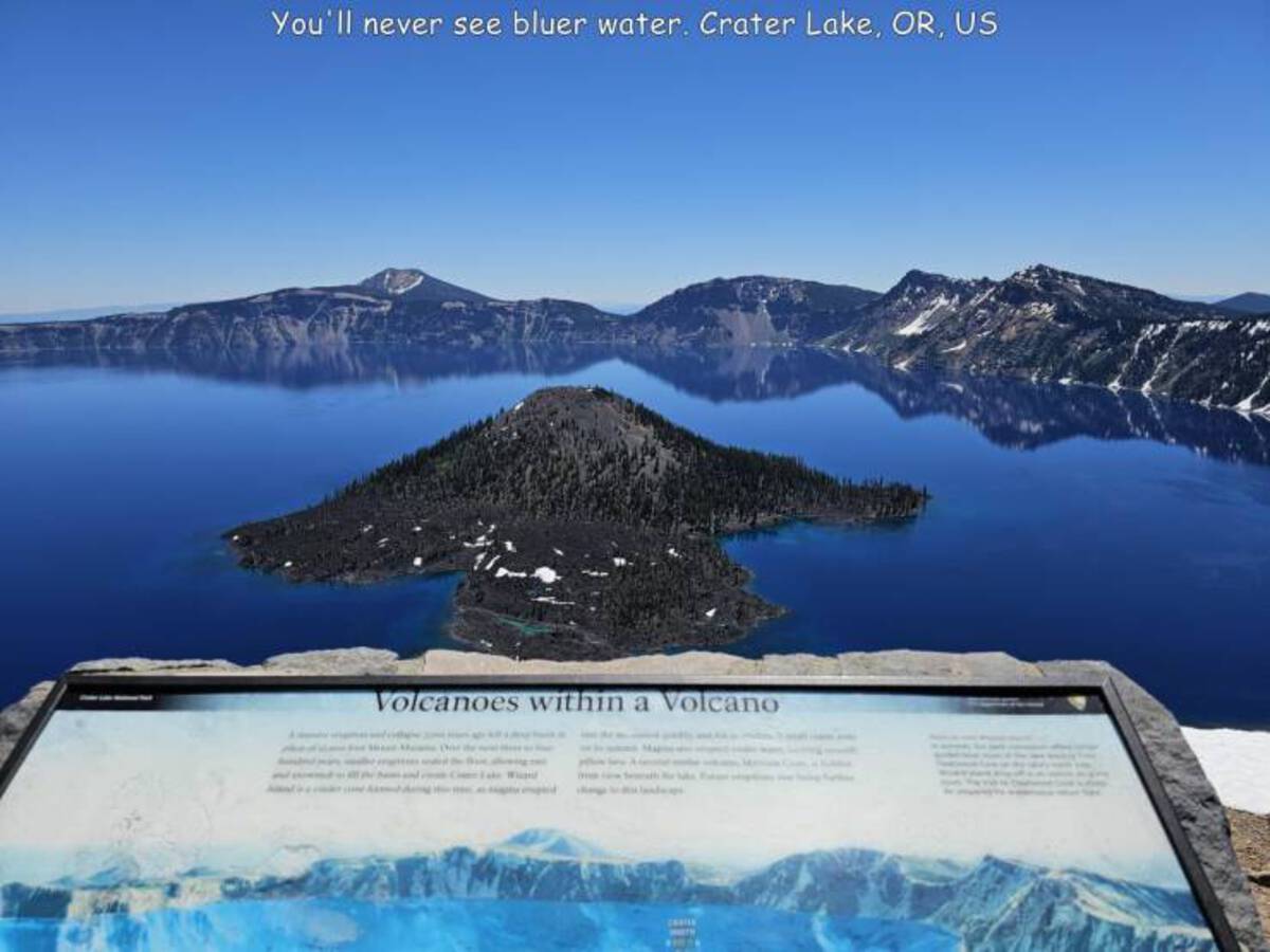 summit - You'll never see bluer water. Crater Lake, Or, Us Volcanoes within a Volcano