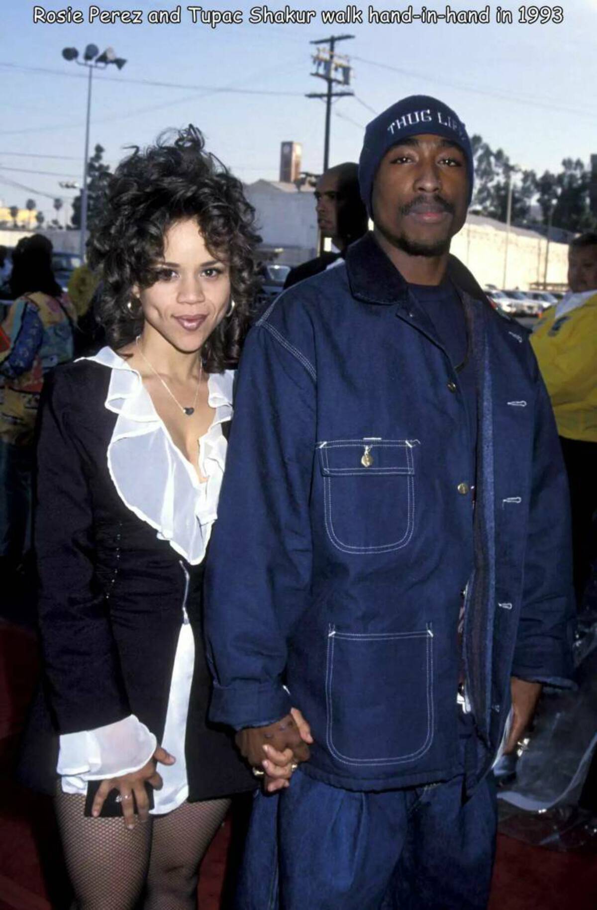 rosie perez tupac - Rosie Perez and Tupac Shakur walk handinhand in 1993 Thug