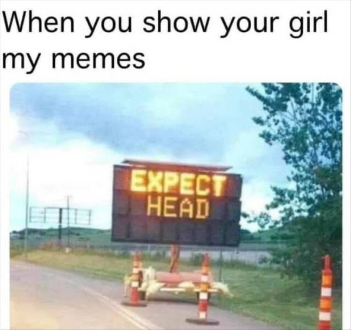 Meme - When you show your girl my memes Expect Head