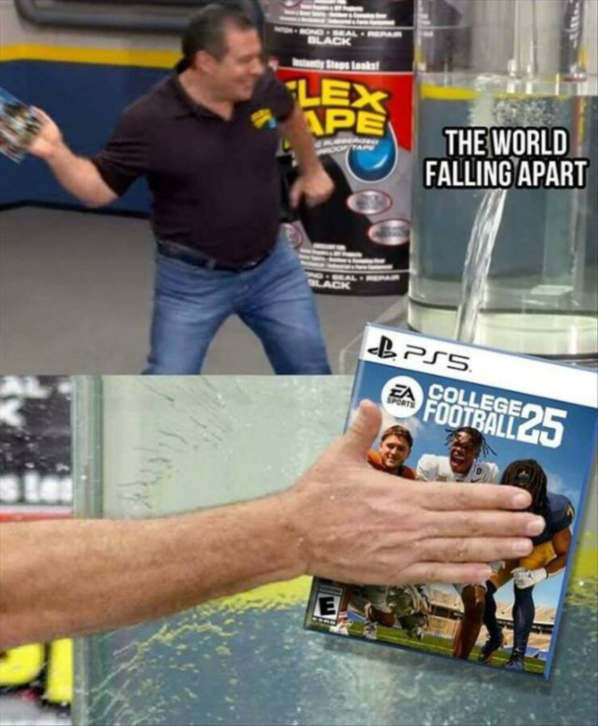 phil swift flex tape meme template - Bong Seal Black Instantly Stops Looks Lex Ape The World Falling Apart Ong Seal Black Pss Ea College Sports 25