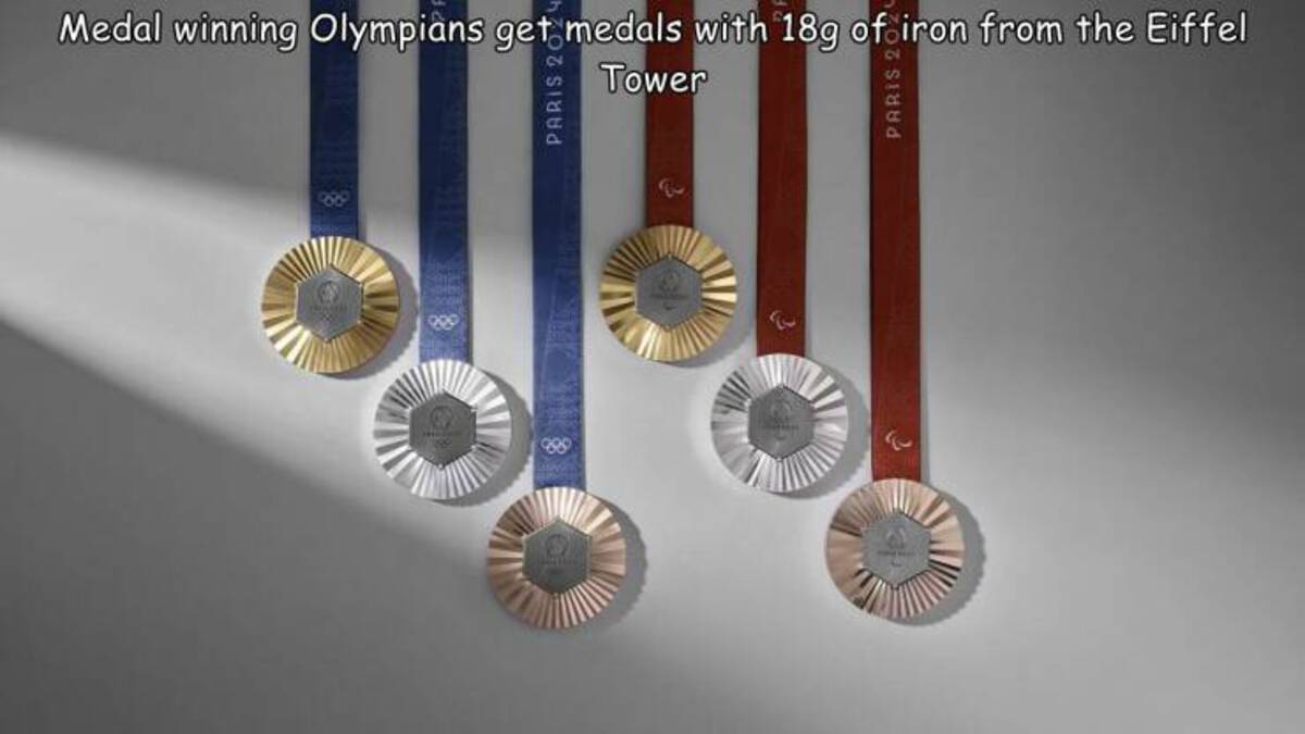 circle - Medal winning Olympians get medals with 18g of iron from the Eiffel Paris 2 Ot Tower Paris 2