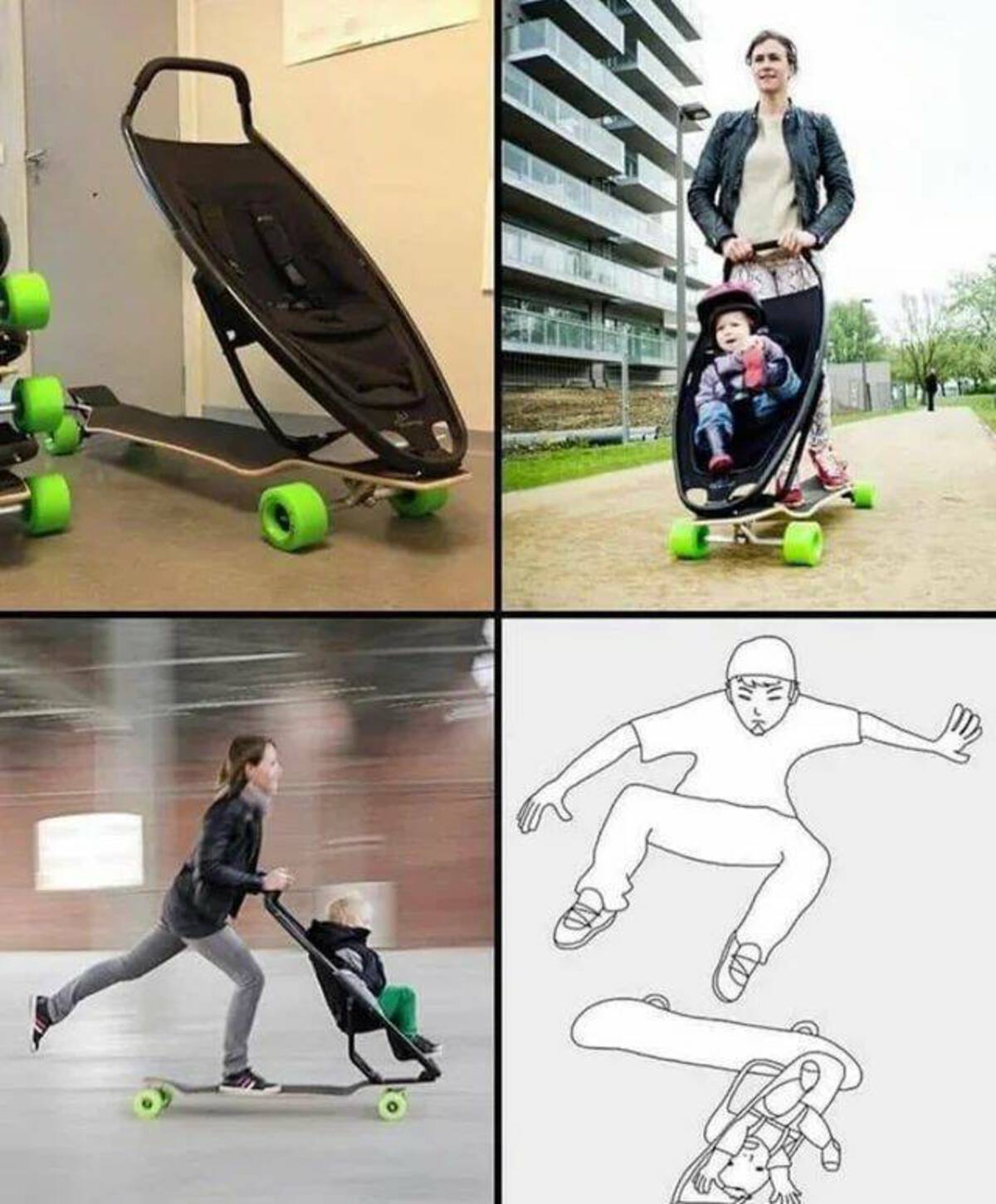 skateboard pram