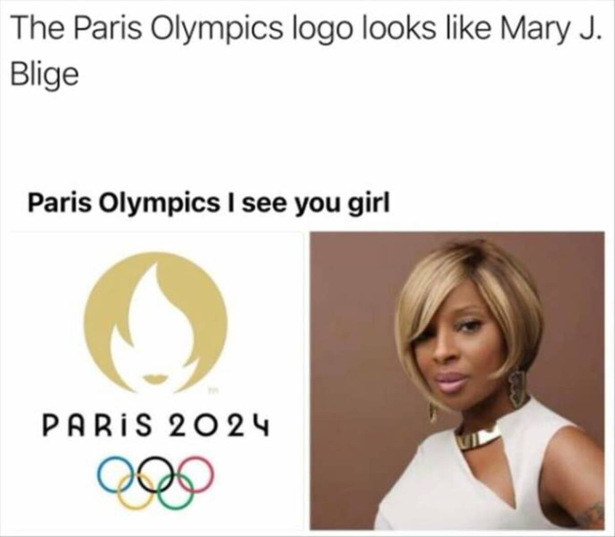 The Paris Olympics logo looks Mary J. Blige Paris Olympics I see you girl Paris 2024