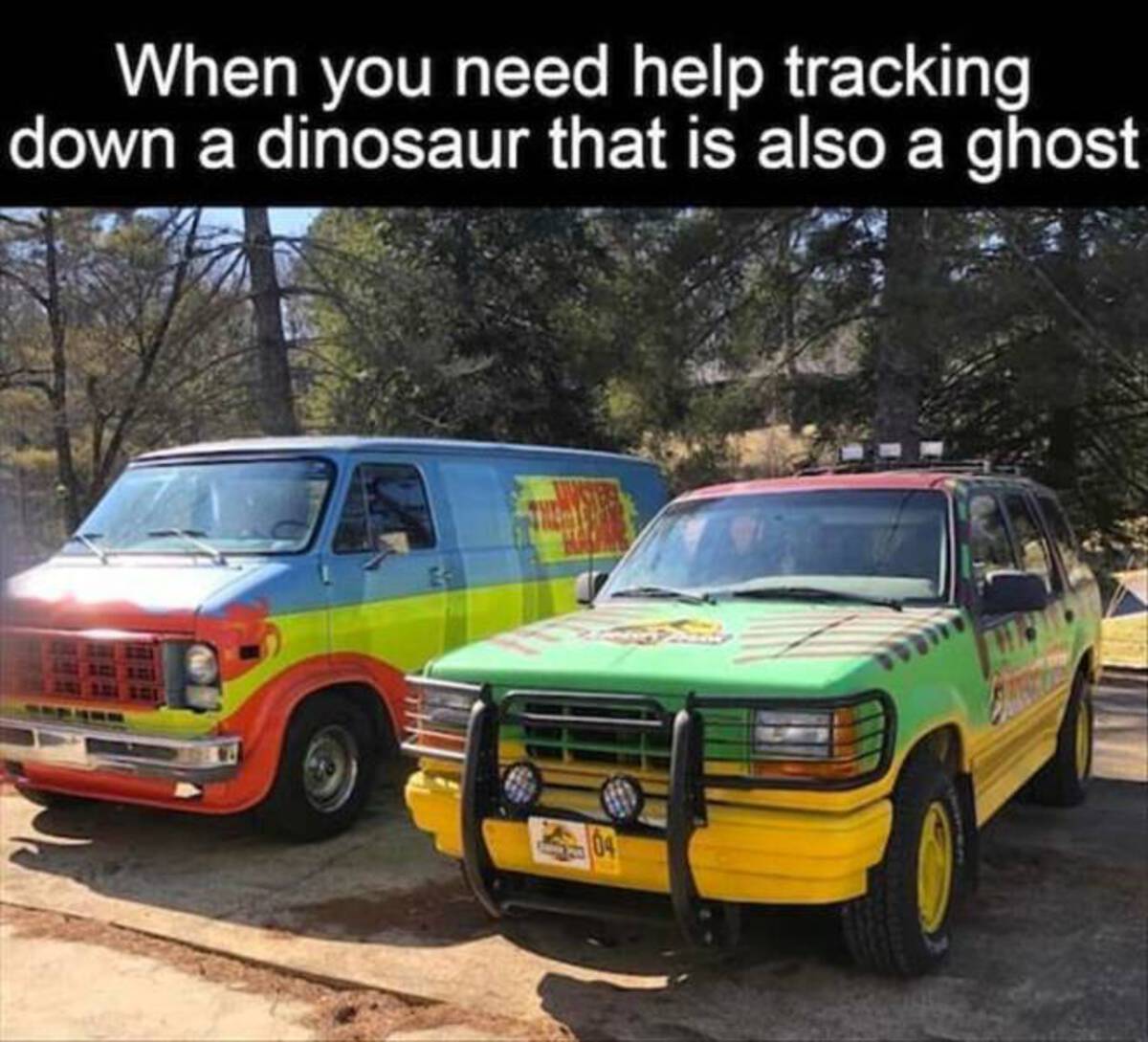 sport utility vehicle - When you need help tracking down a dinosaur that is also a ghost Es