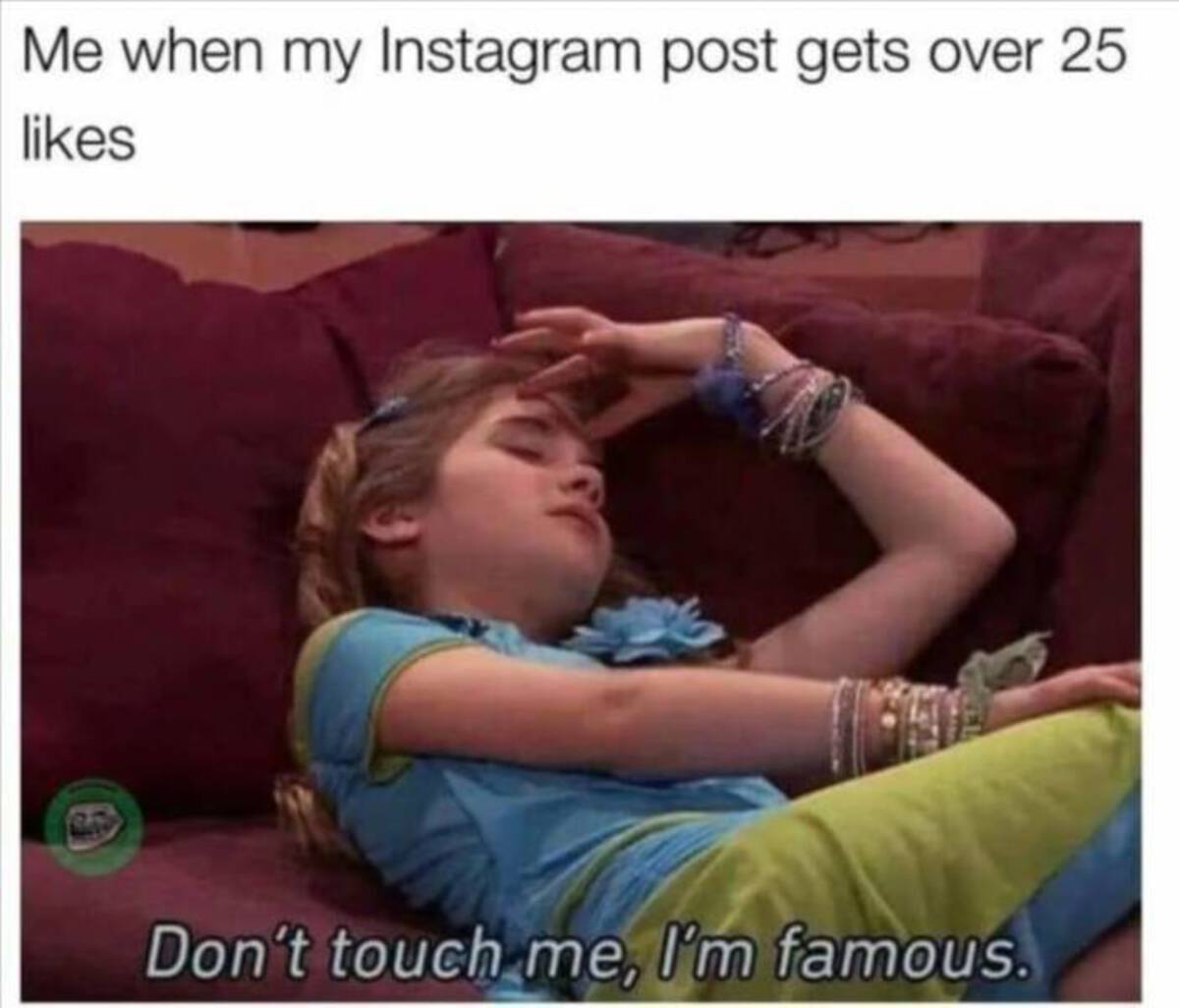 dont touch me im famous - Me when my Instagram post gets over 25 Don't touch me, I'm famous.